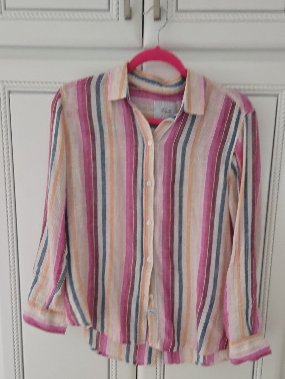 Rails Girls Striped Button-Front Shirt in Pink, Blue and Yellow